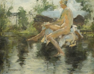 Skizze eines sitzenden Jungen, 1917 von Henry Scott Tuke